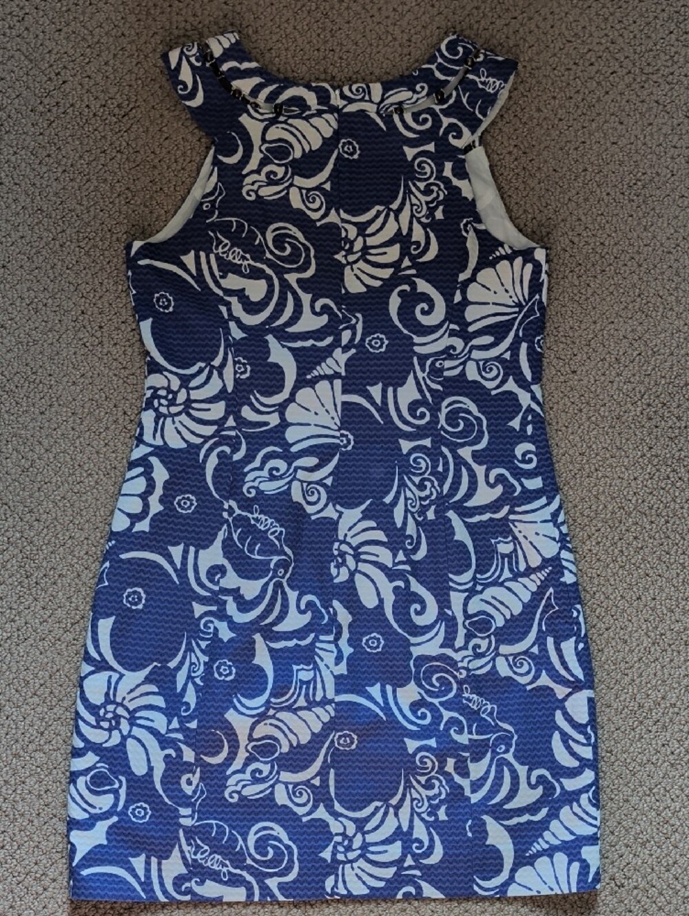 Lilly Pulitzer Lindy Blue Tide Pool Shift Mini Dress Cutout Neckline 6 - Picture 13 of 13